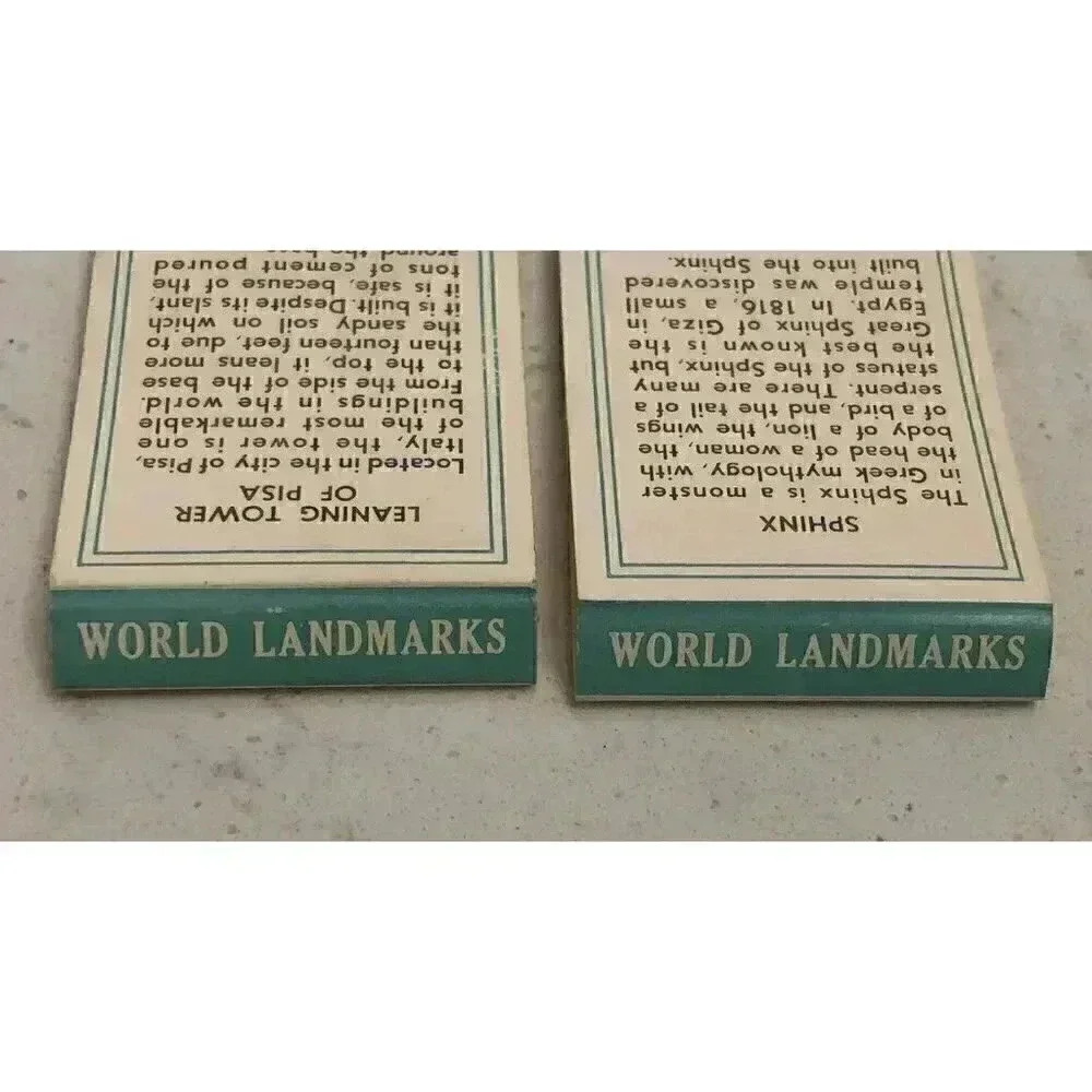 2 Vintage World Landmarks Matchbook Covers Sphinx Leaning Tower Pisa Ephemera - Picture 3 of 5